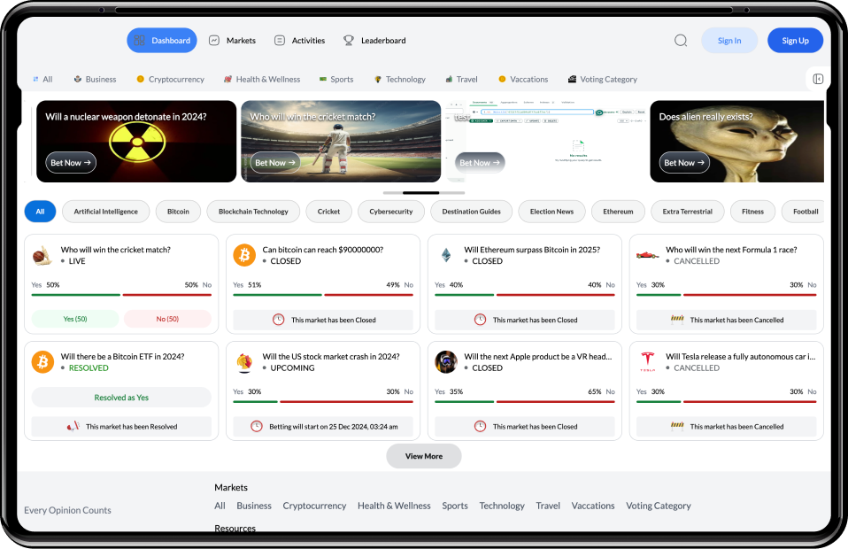 Prediction Market Platform Dashboard