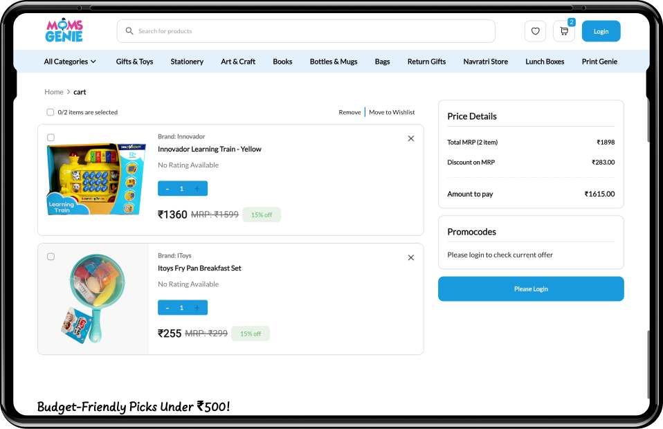Cart and checkout management